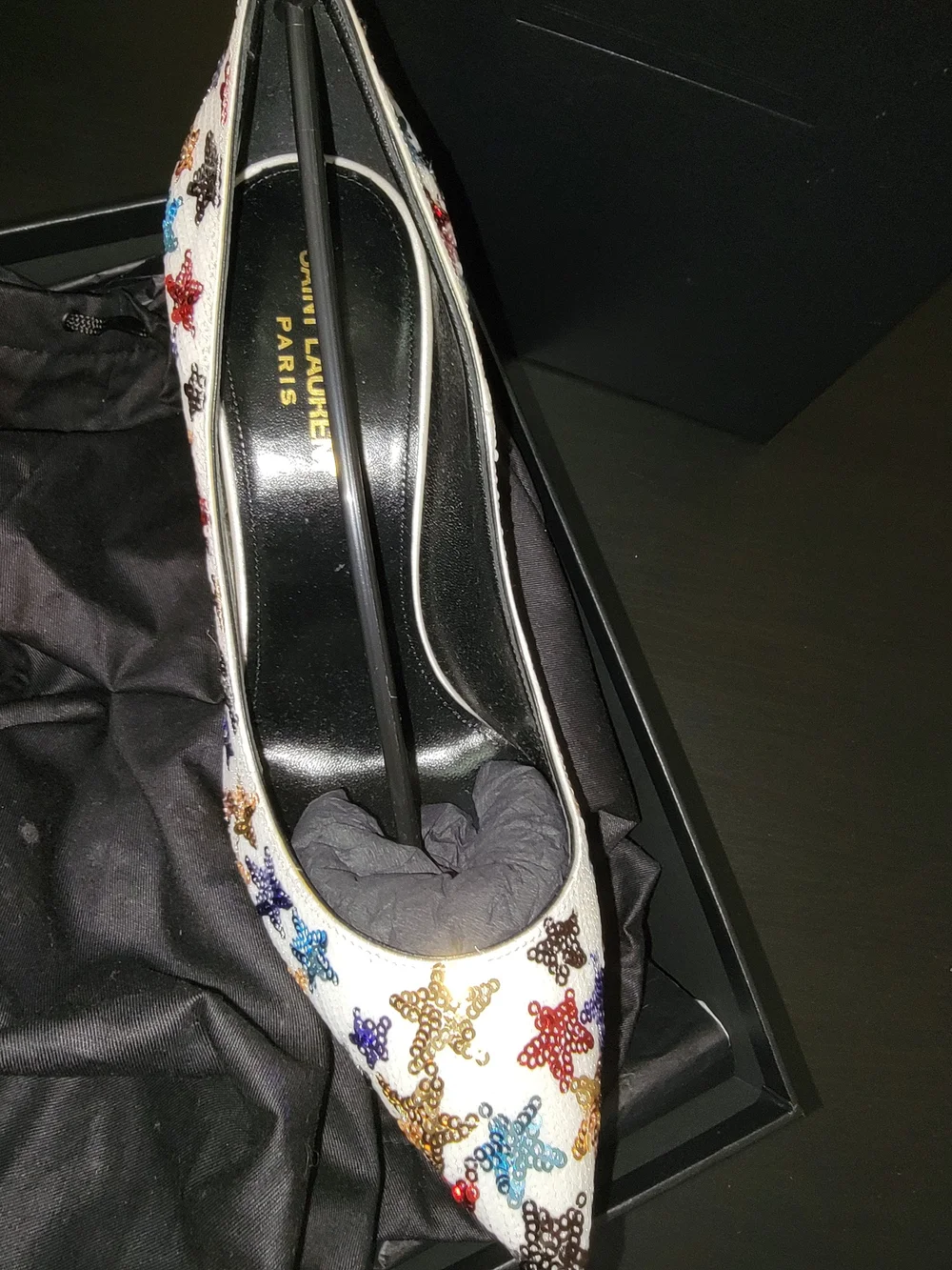 New Saint Laurent Multicolor Embellished Pumps SZ 39 1/2 - Picture 3 of 6